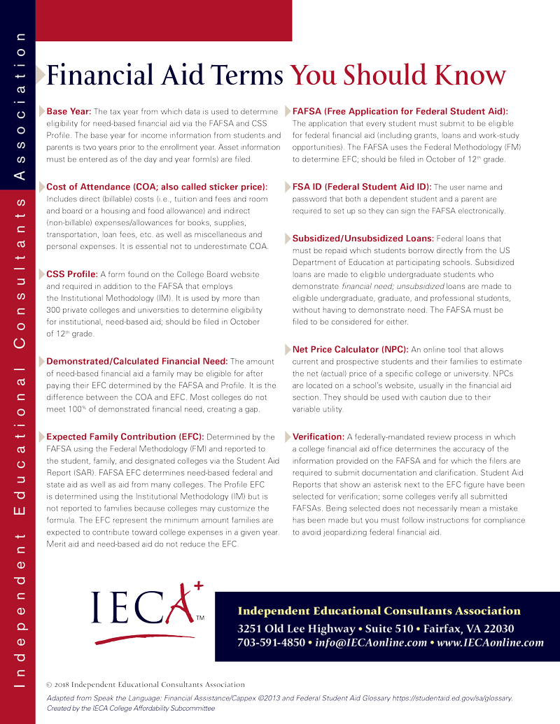 IECA Financial Aid Flyer page 2