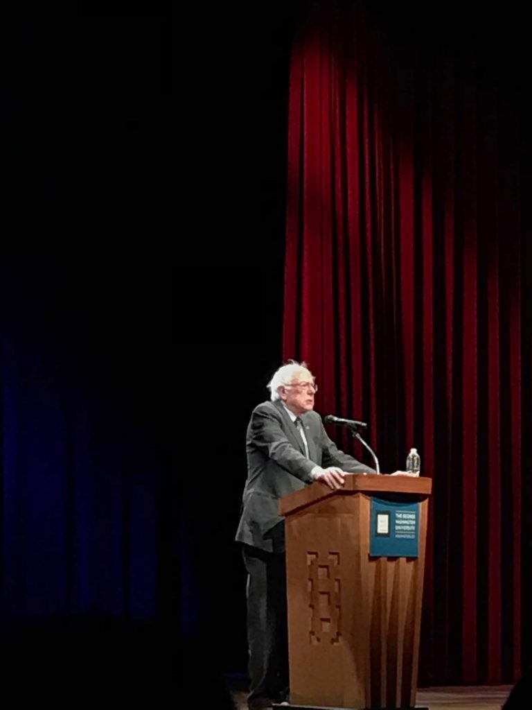 Bernie Sanders speaking at GW