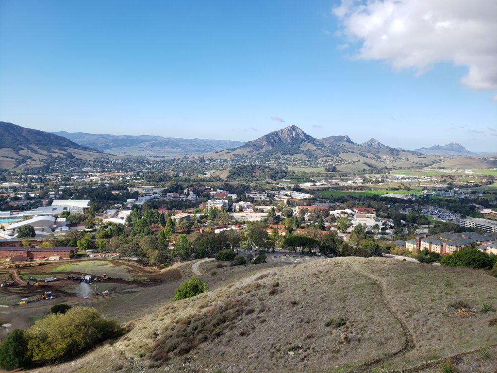 Cal Poly view from hiking path on hill