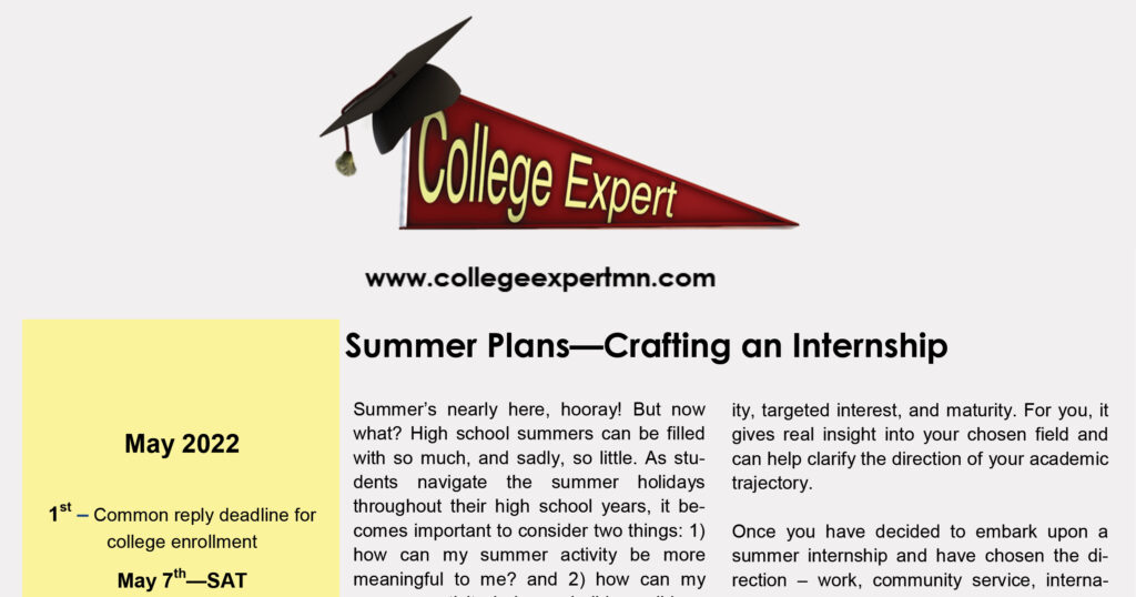 May 2022 College Expert Newsletter