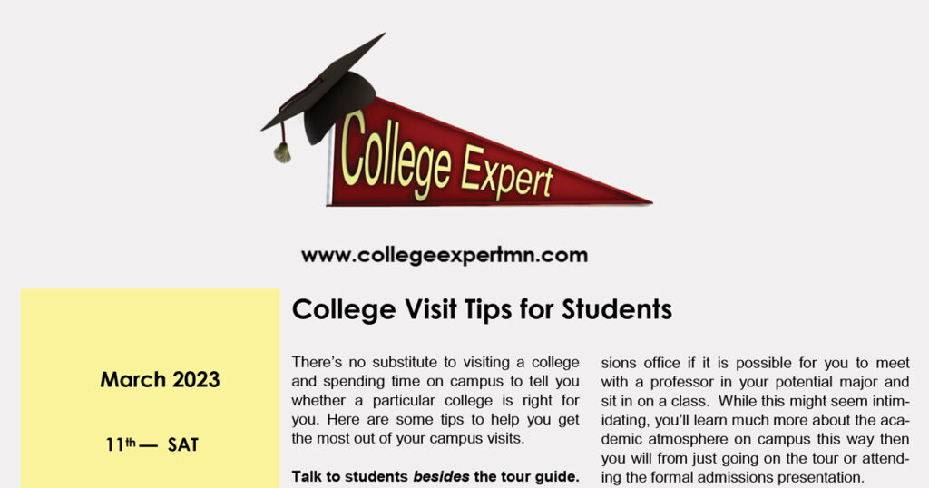 College Expert newsletter banner and top of page