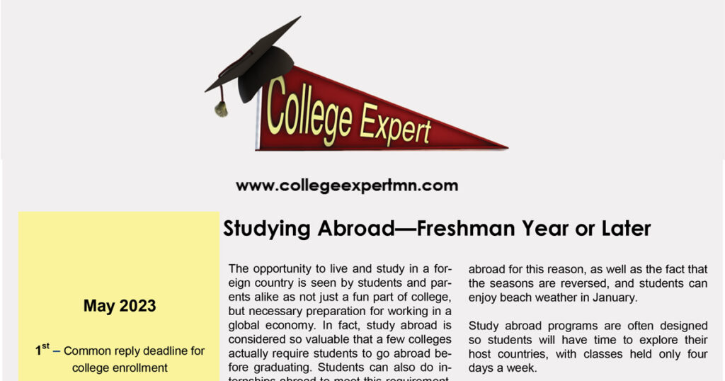 College Expert logo on banner for May College Expert newsletter