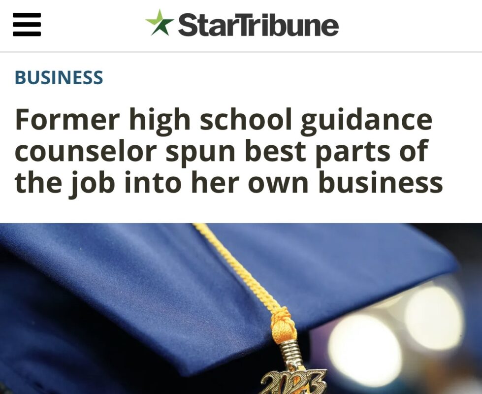 Star Tribune headline and blue grad cap with 2023 on tassel