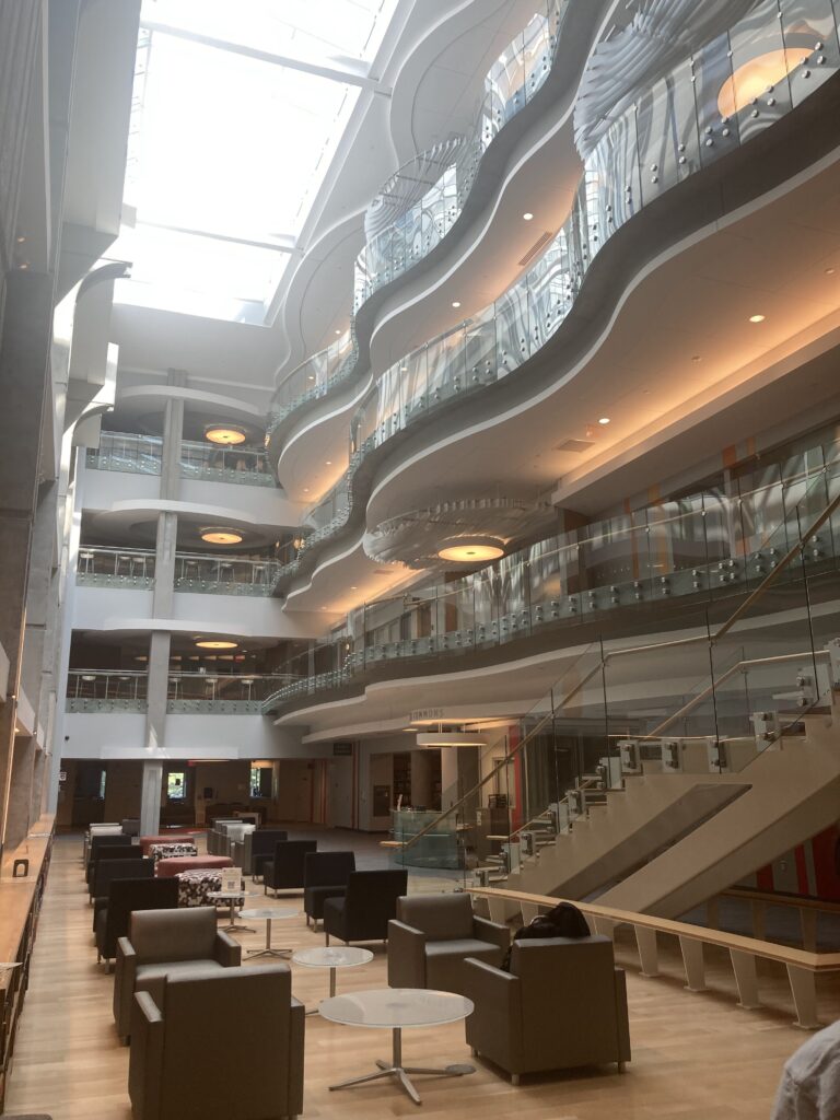 Atwood lobby area with stairway and three exposed floors