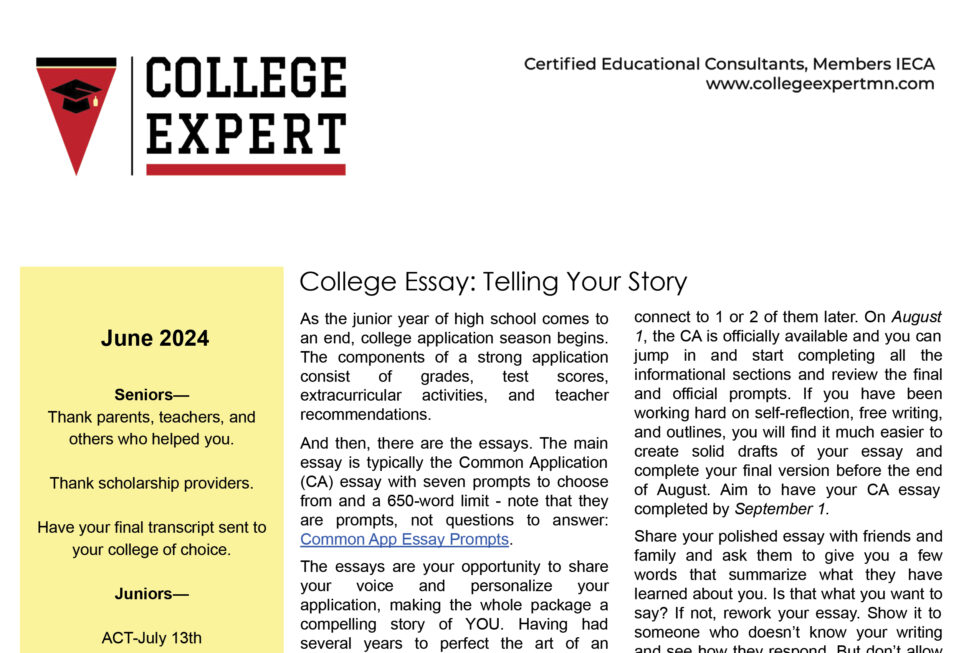 College Expert newsletter