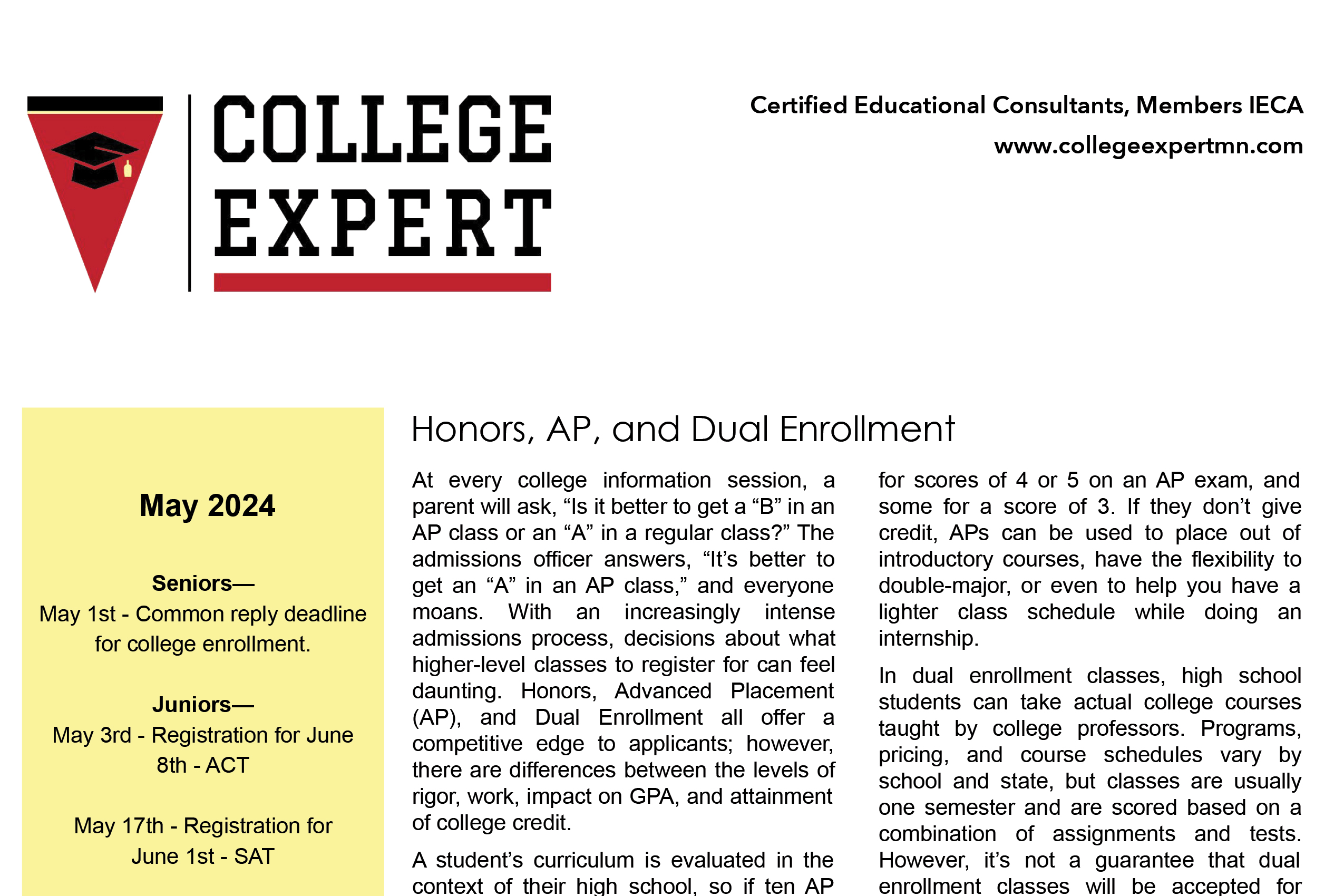 Featured image for “May College Expert Newsletter”