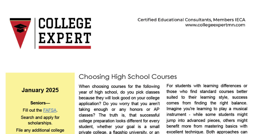 College Expert newsletter banner